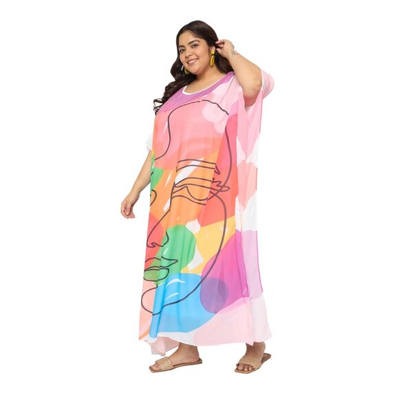 Gypsie Blu Women Georgette Kaftan Dress Long Kimono Maxi Dresses for Casual Wear - Picture 3 of 8